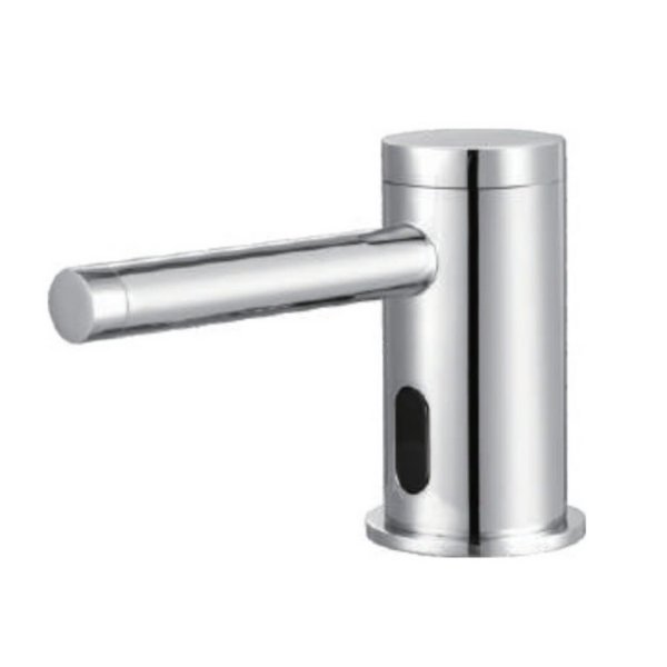 Chrome deck-mounted automatic soap dispenser with round spout