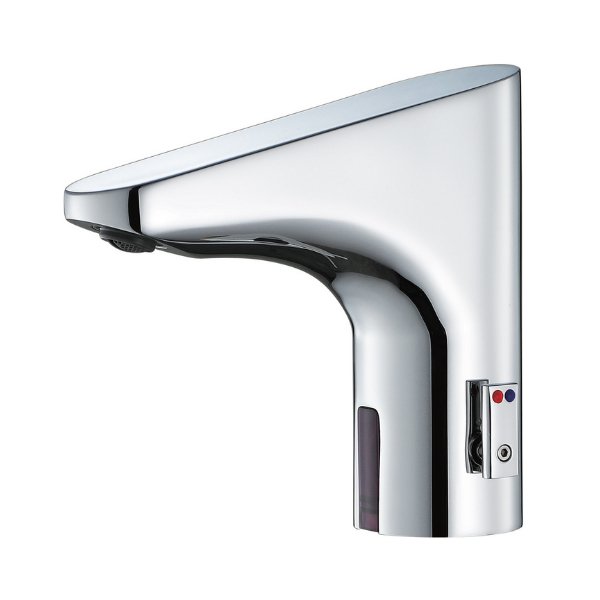 Chrome deck-mounted sensor tap with side temperature control